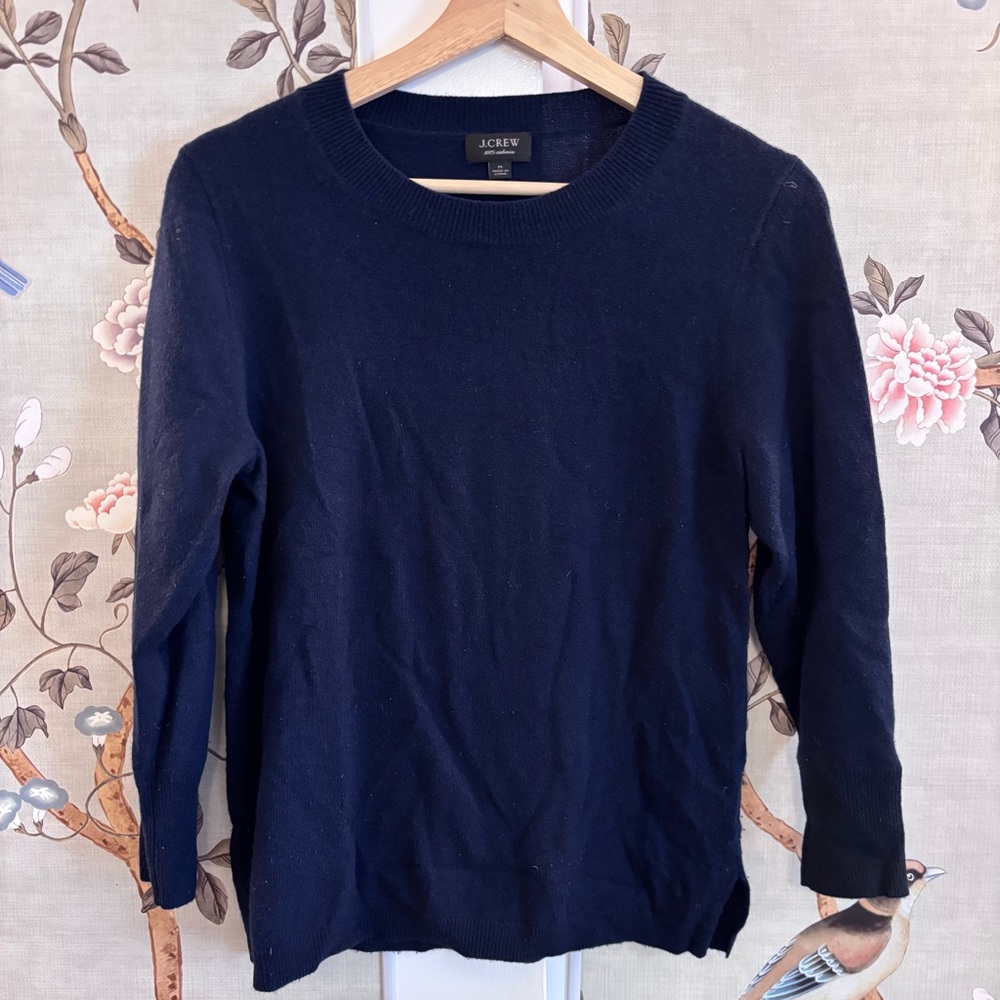 J.Crew cashmere crewneck sweater, Navy, Medium